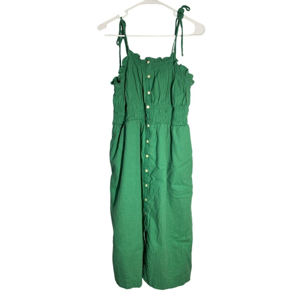 Universal Thread Green Linen Blend Smocked Midi Dress Boho Resort Vacation XL